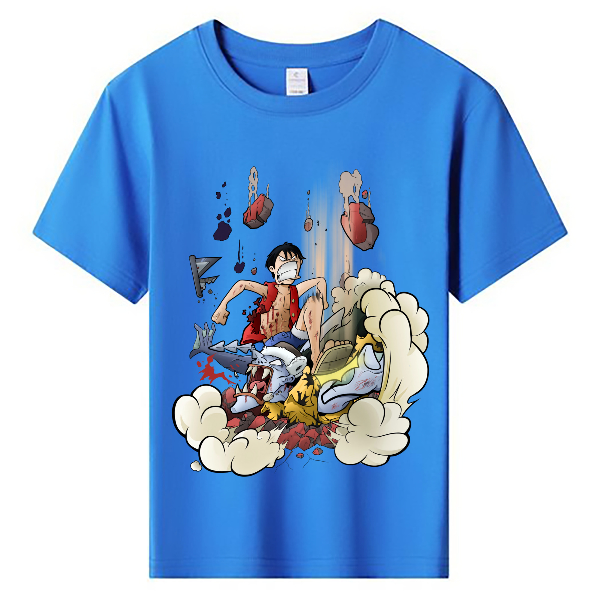 ワンピース モンキー・D・ルフィ ONE PIECE Monkey D. Luffy 綿100％キッズTシャツ（フロントプリント）